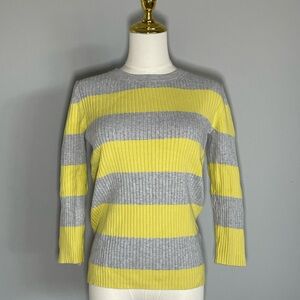 Banana Republic Yellow and Gray Striped Sweater